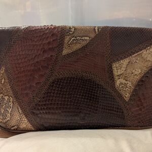 Brown Leather Snakeskin Bag
